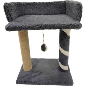Resim Komano Pontika Peluş Dokulu Yumuşacık 2 Katlı Yataklı-oyun Alanlı Kedi Tırmalama Tahtası 55cm Soft Renkler 