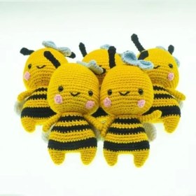Resim Hype Store Amigurumi Arı Figür 14 cm - El Yapımı Pamuk Ip Örgü Dekoratif Obje 