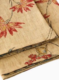 Resim Diomma Floral Desenli, İtalyan Tasarımı Keten Peçete Seti - Bej / 45 x 45 cm 