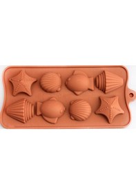 Resim Deniz Canlıları Silikon Kalıp Çikolata Sabun Kokulu Taş Mum Epoksi Kalıbı 8 Delikli 