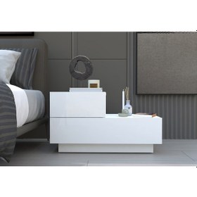 Resim Kayra Kmd002 Led Işıklı Komodin 2 Çekmeceli Modern Tasarım Beyaz 