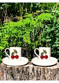 Resim Yz Home Porselen Fenomen Kiraz 2 Kişilik Sunum Kahve Fincan Takımı Beyaz 