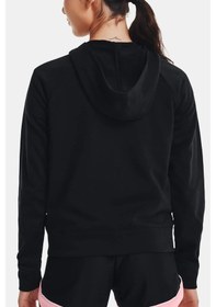 Resim Under Armour Rival Terry Loose Fit Full Zip Hoodie Kadın Kapüşonlu Bol Kesim Fermuarlı Sweatshirt Siyah Siyah 