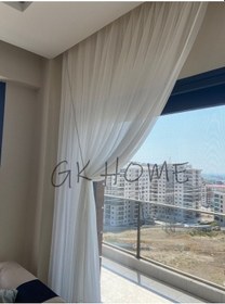 Resim Yalancı Kruvaze Bambu Düz Tül Perde 2 Adet Halat Dahil Sık Pile Kırık Beyaz 