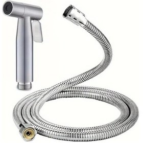 Resim Chuangyinshop Ayarlanabilir Duş Başlığı - Çift Püskürtme, Paslanmaz Çelik, Kendi Kendini Temizler, 59 İnç Hortumlu 