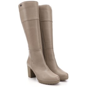 Resim Gönderi R Kadın Bej Fermuarlı Kalın Topuklu Hakiki Deri Çizme Gkzc13444602 Bej 