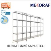 Resim Mekoraf Çelik Raf Sistemi 59X93 2.5 Metre 5 Raflı 4 Ünite Gri 