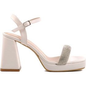 Resim Aspor Beyaz Platform Topuk Kadın Topuklu Sandalet Çok Renkli 