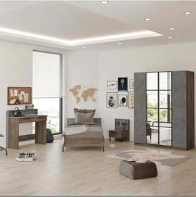 Resim Yurudesign New Home Genç Odası Seti Kahve-Beton Hm15-Cg 