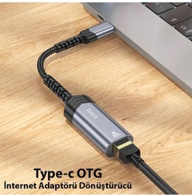 Resim Hoco Ua26 Type-c Otg Rj45 İnternet Adaptörü Dönüştürücü 1000 Mbps- 5775 