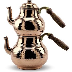 Resim Kırmızı Dövme Ağır Çaydanlık Bakır 