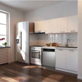 Resim Ulza Hazır Mutfak Dolabı 200 Cm Beyaz Laminat Tezgah Dahil-bulaşık Makinesi Yeri Mevcut-mat Beyaz 