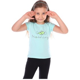 Resim Toontoy Kids Toontoy Kız Bebek Good Morning Baskılı Tişört Mint Yeşili 