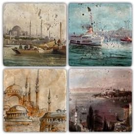 Resim Oscar Stone Decor Bardak Altlığı4 Lü Set(10 Cm X10 Cm) Ba101 