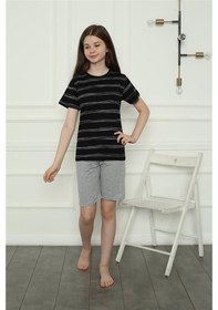 Resim Akbeniz Kız Çocuk Penye Şortlu Pijama Takım 20405 SIYAH 