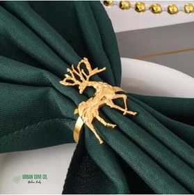 Resim UrbanCove Co 4’lü Altın Renkli Geometrik Geyik Peçete Halkası Seti 