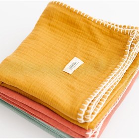 Resim Tinytrek Pamuk 4 Katlı Kiremit Bebek Müslin & Çocuk Müslin Battaniye 110x110 CM Sarı 