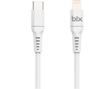 Resim Bix 3A MFI Sertifikalı Type-C to Lightning Apple iPhone / iPad Uyumlu Şarj ve Data Kablosu Beyaz 1 Metre 