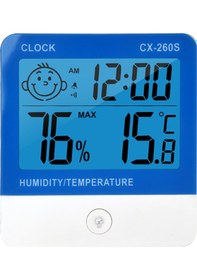 Resim Dianziye Beyaz-mavi Ultra İnce Lcd Ekranlı Sıcaklık-nem Ölçer, Arka Işık Ve Zaman Gösterimi, Ev Ofis Kullanımı, Cx-260s Pil Dahil Değil 