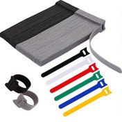 Resim 10/50 adet Gelişmiş Ayarlanabilir ve Yeniden Kullanılabilir Kablo Yönetim Kayışı, 10.92 Cm Çok Renkli ve Karışık Renk Seçenekli Mikrofiber Bantlar ve saç tokası ve Tokalarla, Kablo ve Tellleri Etkili Bir Şekilde Düzenleyerek 