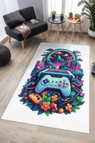 Resim Depoba Mertens Gaming Oyuncu Odası Halısı Şönil Dijital Baskılı Kaymaz Taban Yıkanabilir Salon Halısı 