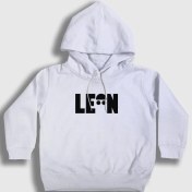 Resim Presmono Unisex Çocuk Beyaz Cap Film Leon Kapüşonlu Sweatshirt 