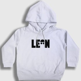 Resim Presmono Unisex Çocuk Beyaz Cap Film Leon Kapüşonlu Sweatshirt 