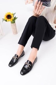 Resim Muggo STRİDE Metal Tokalı Kadın Günlük Loafer Ayakkabı 