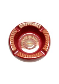 Resim Parmida Kırmızı Gold Desenli Yuvarlak Dörtlü Porselen Puro Küllüğü - Tr9729 