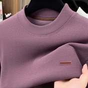 Resim Erkekler İçin Kışlık Sıcak Deve & Alpaka Karma Taban Katman Tişört - Yumuşak Dut Ipeksi Benzeri Doku, Yuvarlak Boyun Uzun Kollu Termal Gömlek Polyester Kumaş ile Soğuk Hava için Temel Rahat Giyim (Siyah/Bej Vurgulu) - Elde yıkanabilir, Dayanıklı ve Konforlu Fit 