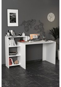 Resim Moonlife Ahsen Kitaplıklı Çalışma Masası Beyaz 