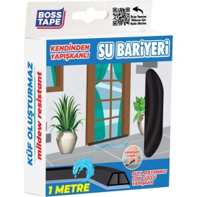 Resim Boss Tape Duş, Kapı Eşiği, Mutfak Tezgahı Etrafı Su Kesici Bariyer Siyah - 1 Metre 