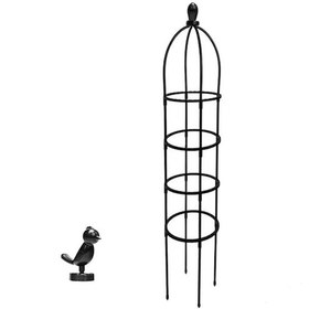 Resim Willowhaven 57" Siyah Çok Katmanlı Bahçe Çiti Dayanıklı Paslanmaz Çelik Saksı Destek 