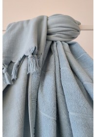 Resim %100 Pamuk Havlu Peştemal 90x175cm - Hafif Plaj Havlusu Indigo 