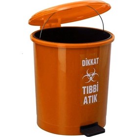 Resim Safell Tıbbi Atık Çöp Kovası Pedallı 30 Litre - Turuncu Tıbbi Atık Kovası Çift Kovalı - Isıya Dayanıklı 