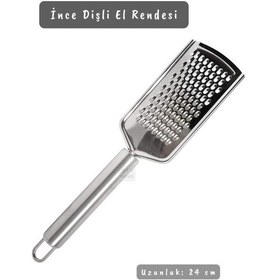 Resim Paslanmaz Çelik El Rendesi Peynir Rendesi İnce El Rendesi İnox 24 Cm Metalik Gri 