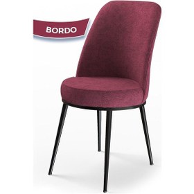 Resim Canisa Concept Dexa Serisi 1 Adet Bordo Jerry Kumaş Siyah Metal Ayaklı Mutfak Sandalyesi Bordo Siyah Ayaklı 