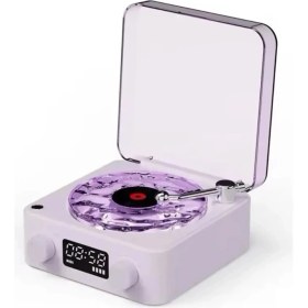 Resim Yuba Avm Waves Nostalji Plak Görünümlü Bluetooth Hoparlör 3d Ses Dalgası Retro Müzik Plak Mor 