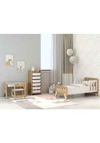 Resim Lino 6 Sepetli Çok Amaçlı Oyuncak ve Düzenleme Dolabı Safir Meşe Mdf Açık Kahverengi 