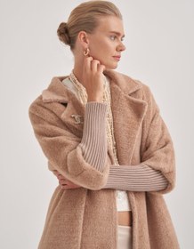 Resim Triko Detaylı Angora Kap - Ekru / STD 