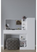 Resim Orkide Makyaj Masası, 1 Çekmeceli, Dolaplı, Aynalı Beyaz 