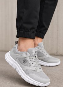 Resim PureWalk Unisex Gri Kalın Tabanlı Spor Ayakkabı - Hafif Esnek Günlük Yürüyüş Sneaker Rahat Koşu ve Şehir Ayakkabısı 