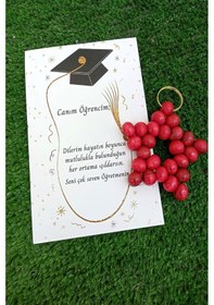 Resim 5 Adet Kırmızı Anahtarlık Mezuniyet Hediyesi - Okul Hediyesi - Yı 