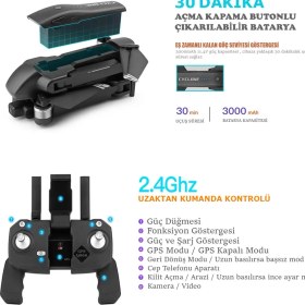 Resim Cyclone 30DK Uçuş 4K 5g Wifi Gps Drone Çift Eksen Gimbal Kamera Fırçasız Motor Katlanabilir Taşıma Çantalı 