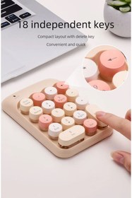 Resim Rabbit Tech Renkli Daktilo Tarzı Vintage Kablosuz Wıreless Numeric Keypad 18 Tuşlu Sayısal Klavye Numpad 