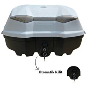 Resim Tien Motor Tien 52 Litre Motosiklet Çantası - Gri - Otomatik Kilit (Sırt Dayama Pedi Dahil) 