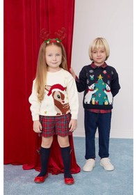 Resim DeFacto Erkek Bebek Bisiklet Yaka Yılbaşı Temalı Triko Kazak C8878A524WNNV241 Lacivert 