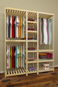 Resim Fokai Wood Tres - Açık Ahşap El Yapımı Elbise Dolabı 