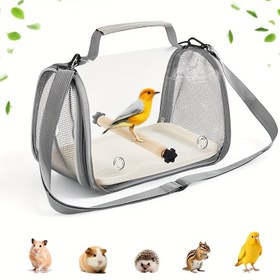 Resim Taşınabilir Kuş Kafesi, Ahşap Stand, Plastik Taban, Ayarlanabilir Omuz Askısı, Nefes Alabilir File Tasarımı, Puslardan, Küçük Kuşlardan ve Hamsterlerden Uygun - Seyahat ve Açık Hava Aktiviteleri İçin Güvenli ve Rahat Evcil Hayvan Taşıyıcısı, Küçük Evcil Hayvanlar ve Kuşlar İçin Harika Bir Seçim 