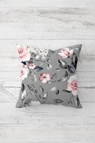 Resim Pelangi Minimal Çiçekli Güllü Çift Tarafı Baskılı Gizli Fermuarlı Yastık Kılıfı Kırlent Koltuk Yastık Kılıfı, gri-beyaz 45 x 45 